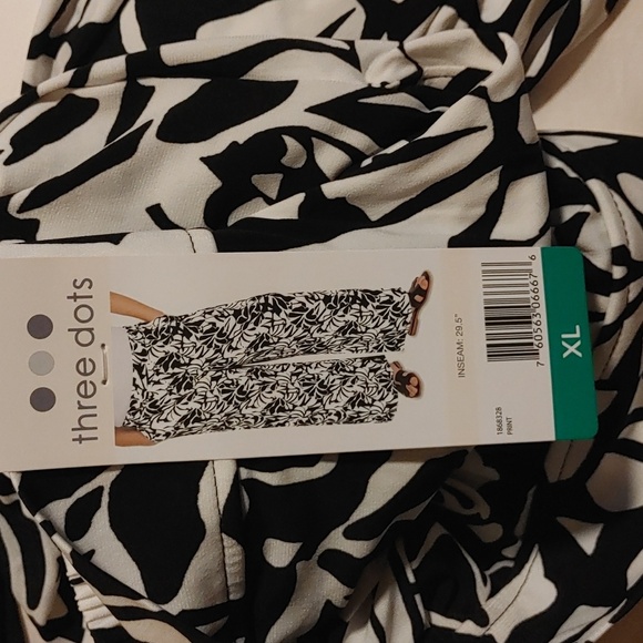 NWT Three Dots Women's Pull-On Pant Black/White - Picture 6 of 9